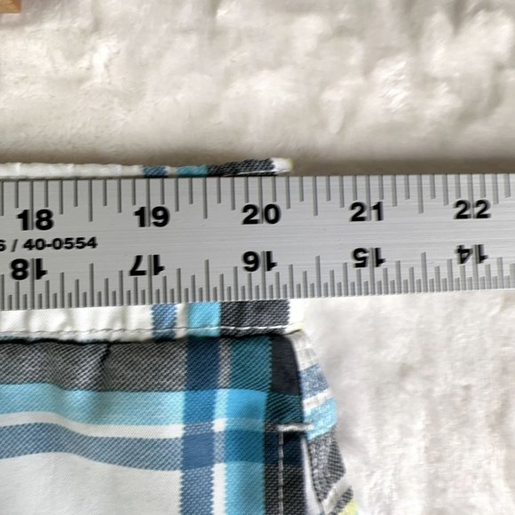 Caribbean Joe Mens Swim Trunks Large Aqua Green Gray Plaid Hawaiian Pocket GUC - Picture 12 of 14